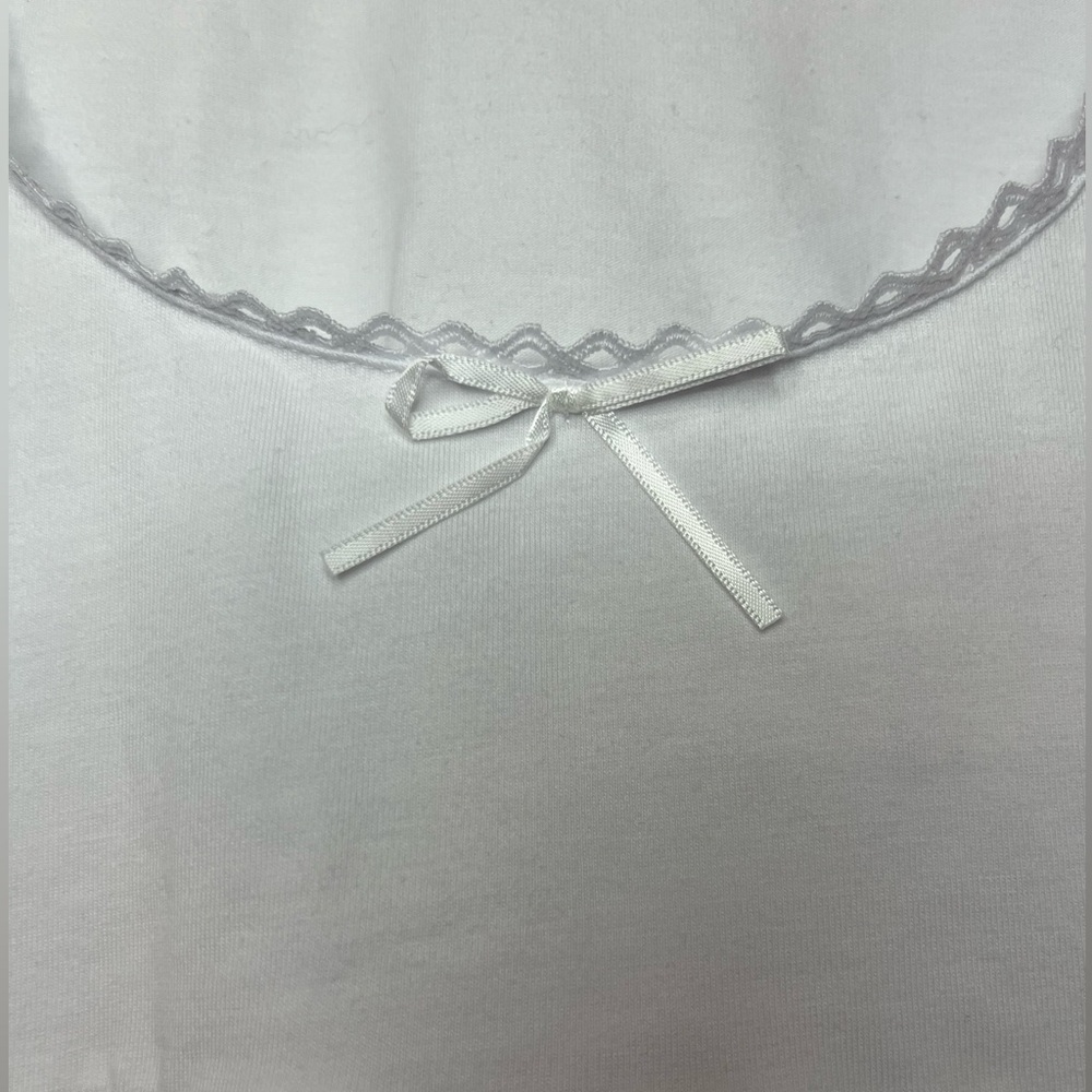 Jolie & Joy White Long Sleeve Babydoll Crop Top Size L Fitted - Picture 5 of 9